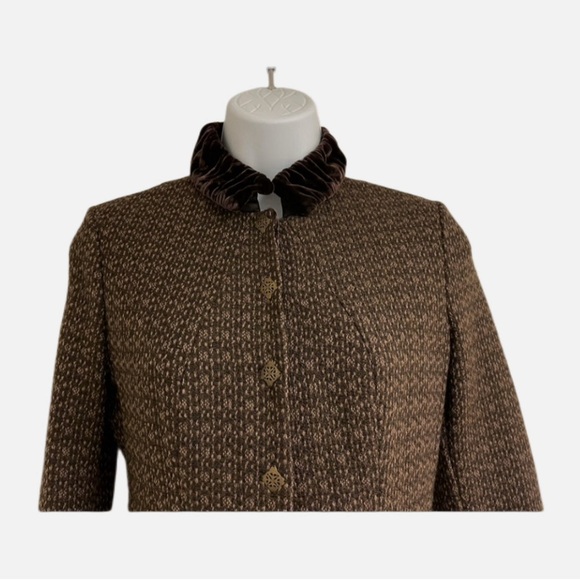 Elie Tahari Fitted Tweed Blazer with Velvet Collar - Picture 3 of 12